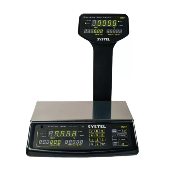 Balança Eletrônica 30kg Clipse 3T Preto com Coluna - SYSTEL
