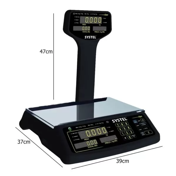 Balança Eletrônica 30kg Clipse 3T Preto com Coluna - SYSTEL - Image 2
